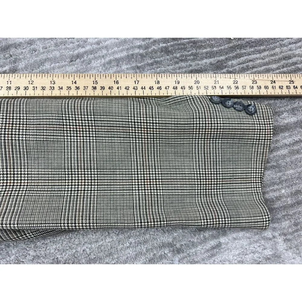 Robert Stock Blazer Mens 48R Multicolor‎ Wool Houndstooth Jacket Sport Coat